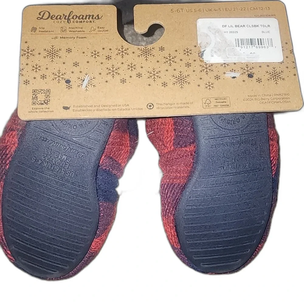 Dearfoams Cozy Comfort Kids Little Bear Classic Slippers Siz e 5/6